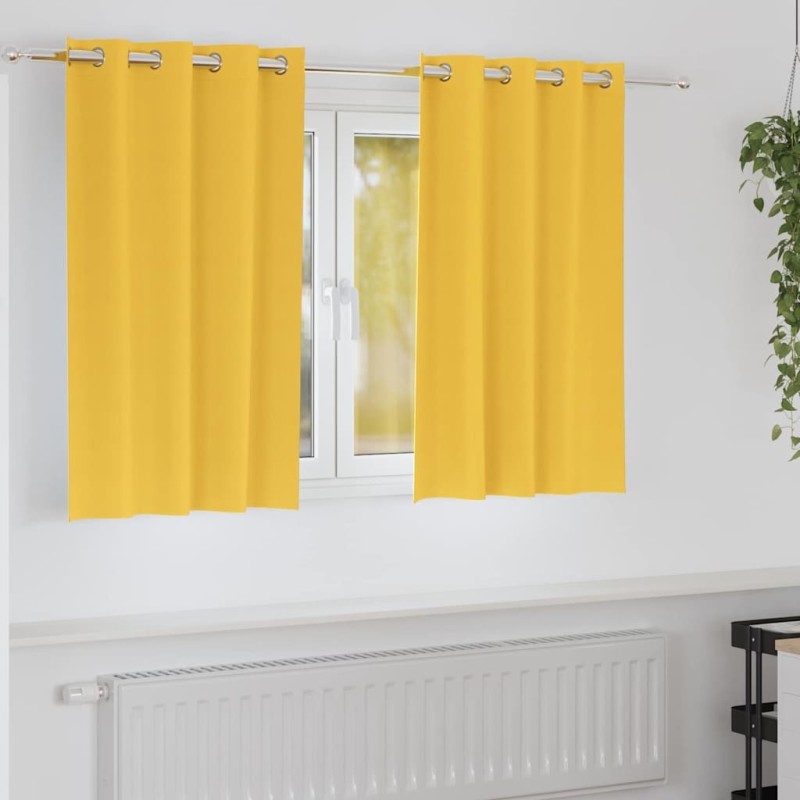 Rideaux occultants avec anneaux 2 pcs Jaune moutarde 536603536603