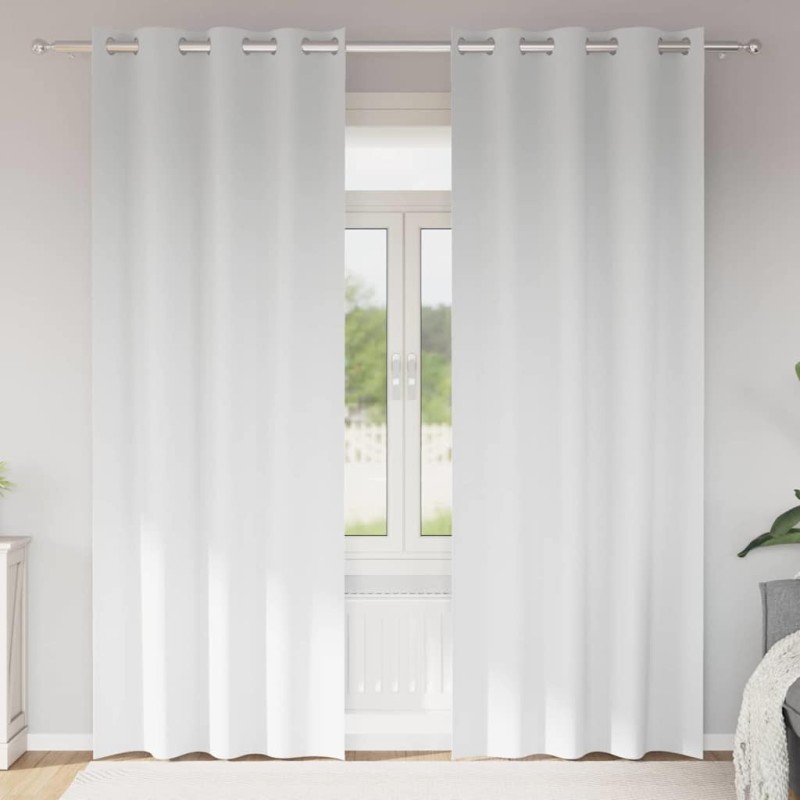 Rideaux occultants avec anneaux 2 pcs Blanc pur 245 x 140 cm 536604536604