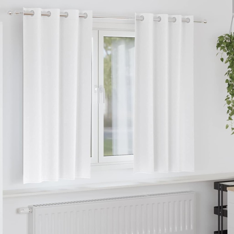 Rideaux occultants avec anneaux 2 pcs Blanc pur 175 x 140 cm 536611536611