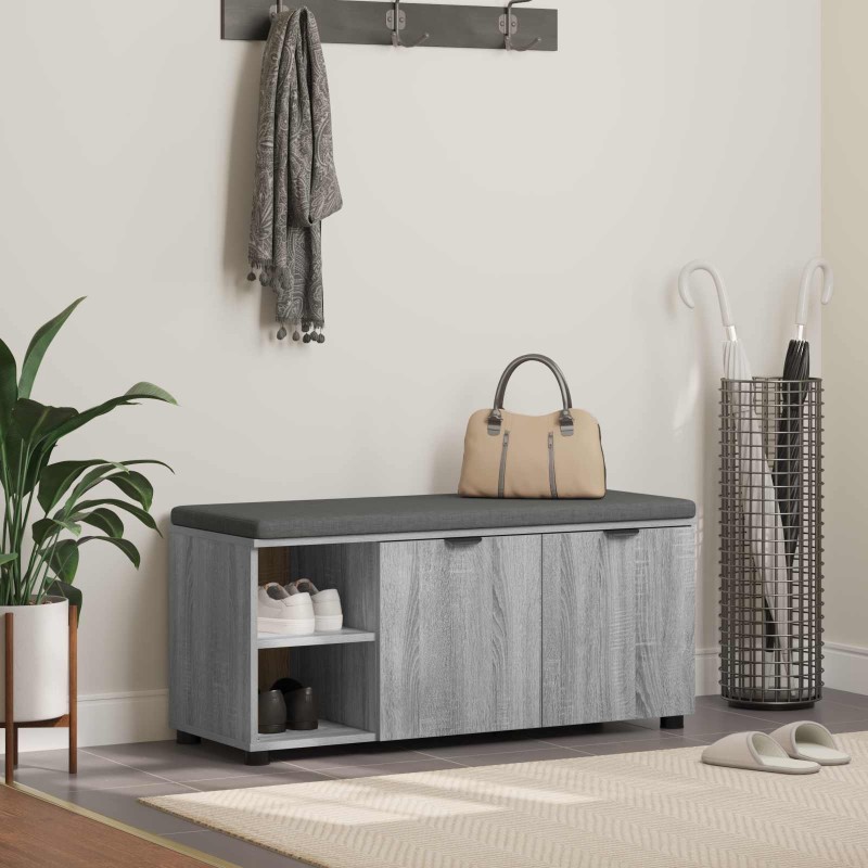 Banc d'entrée avec coussin Gris Sonoma 100 x 38 x 46 cm 536622536622