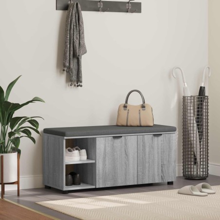 Banc d'entrée avec coussin Gris Sonoma 100 x 38 x 46 cm 536622536622