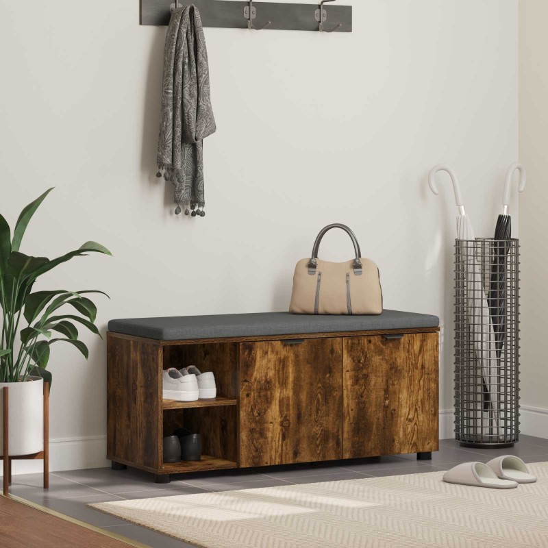 Banc d'entrée avec coussin Chêne Fumé 100 x 38 x 46 cm 536623536623