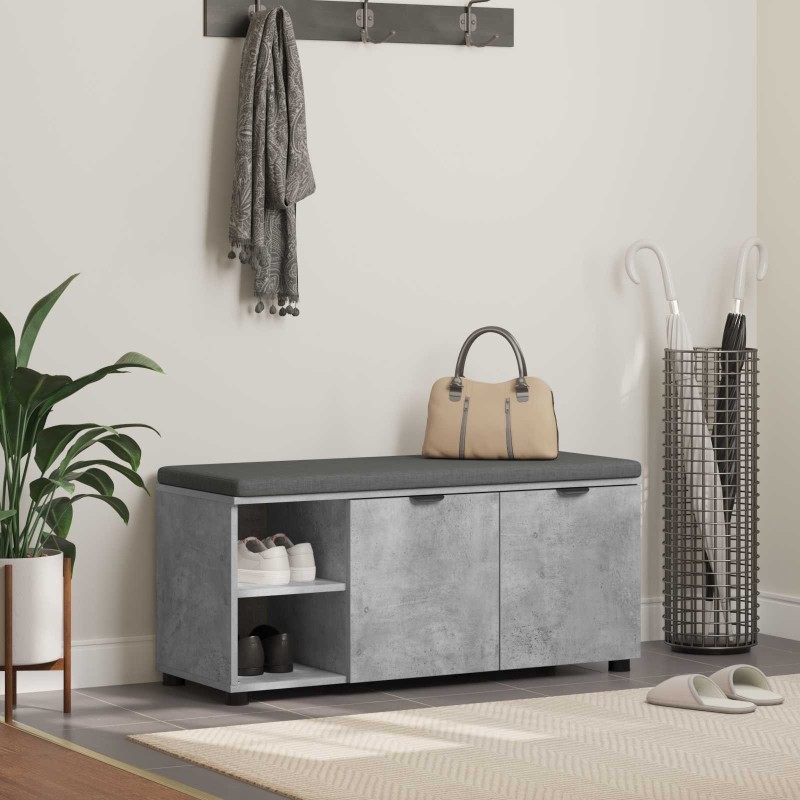 Banc d'entrée avec coussin Gris Béton 100 x 38 x 46 cm 536624536624
