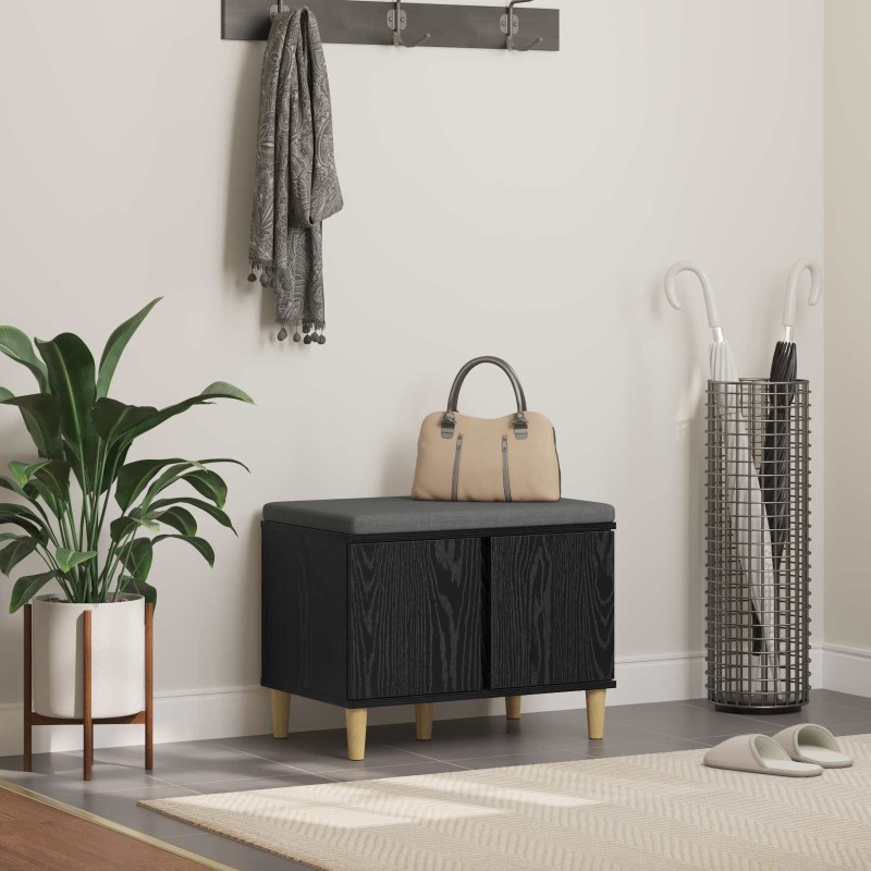 Banc d'entrée avec coussin Chêne Noir 60 x 38 x 46 cm 536627536627