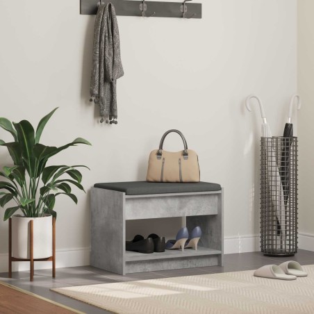 Banc d'entrée avec coussin Gris Béton 63 x 38 x 45 cm 536630536630