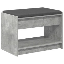 Banc d'entrée avec coussin Gris Béton 63 x 38 x 45 cm 536630536630