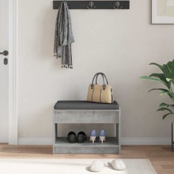 Banc d'entrée avec coussin Gris Béton 63 x 38 x 45 cm 536630536630