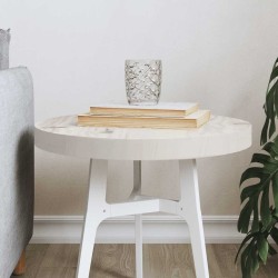 Dessus de table rond blanc Ø40x3 cm bois de pin massif 536632536632