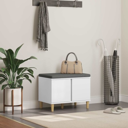 Banc d'entrée Blanc 60 x 38 x 46 cm Bois Ingénierie et Tissu 536635536635