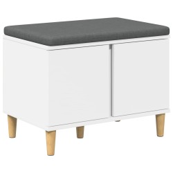 Banc d'entrée Blanc 60 x 38 x 46 cm Bois Ingénierie et Tissu 536635536635