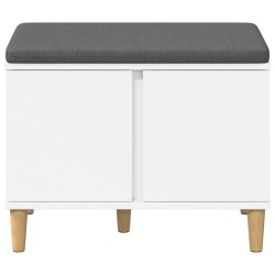 Banc d'entrée Blanc 60 x 38 x 46 cm Bois Ingénierie et Tissu 536635536635