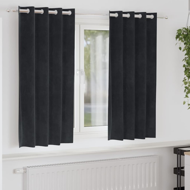Rideaux occultants 2 pcs Noir 140 x 175 cm Velours 536637536637
