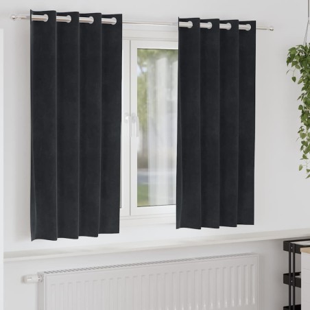 Rideaux occultants 2 pcs Noir 140 x 175 cm Velours 536637536637