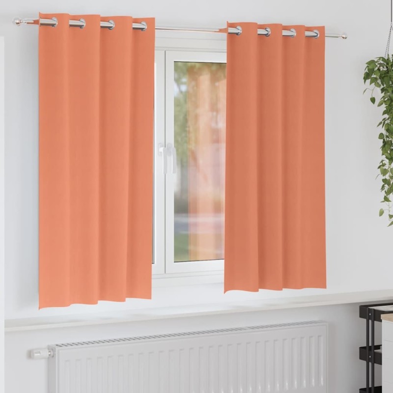 Rideaux occultants avec anneaux 2 pcs Couleur terre cuite 536638536638