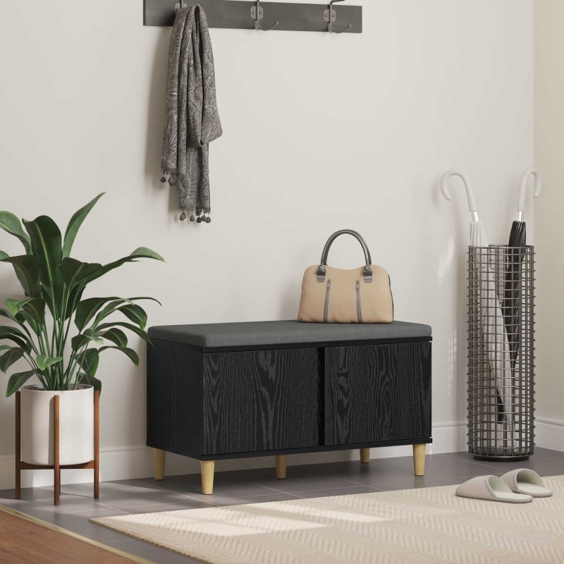 Banc d'entrée avec coussin Chêne Noir 80 x 38 x 46 cm 536640536640