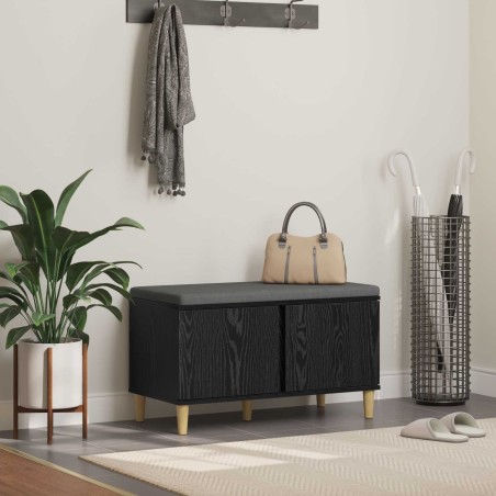 Banc d'entrée avec coussin Chêne Noir 80 x 38 x 46 cm 536640536640