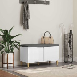 Banc d'entrée Blanc 80 x 38 x 46 cm Bois Ingénierie et Tissu 536657536657