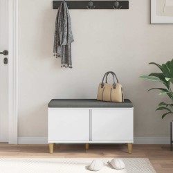 Banc d'entrée Blanc 80 x 38 x 46 cm Bois Ingénierie et Tissu 536657536657