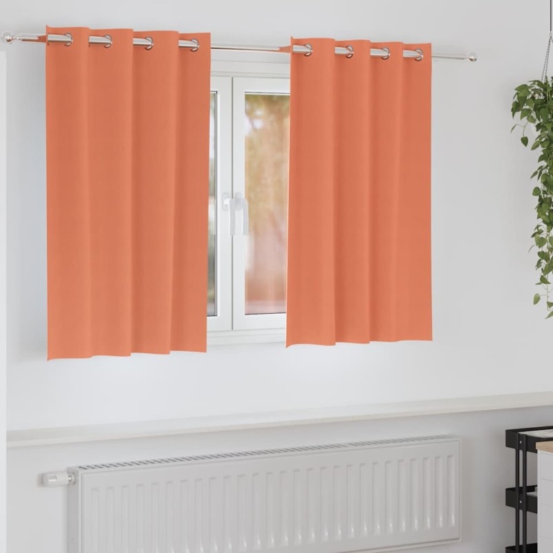 Rideaux occultants avec anneaux 2 pcs Couleur terre cuite 536659536659