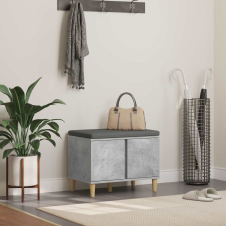 Banc d'entrée avec coussin Gris Béton 60 x 38 x 46 cm 536663536663