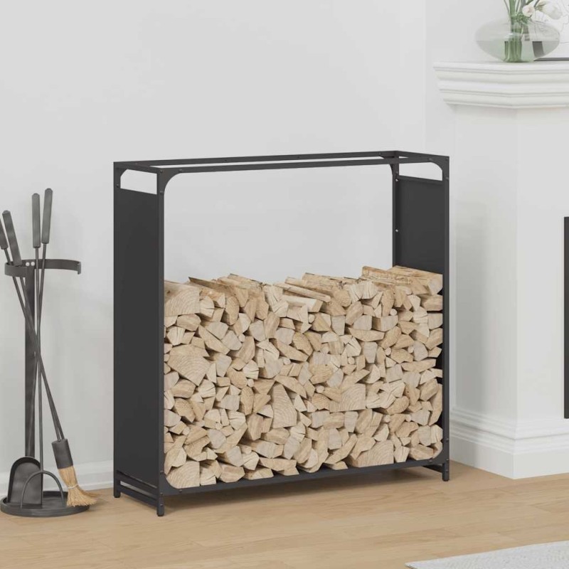 Portant de bois chauffage noir 90x28x90 cm 536664536664
