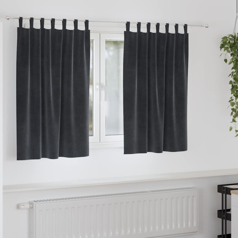 Rideaux occultants 2 pcs Gris foncé 140 x 140 cm Velours 536668536668