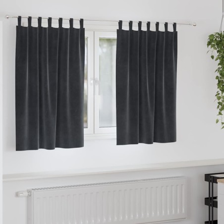 Rideaux occultants 2 pcs Gris foncé 140 x 140 cm Velours 536668536668