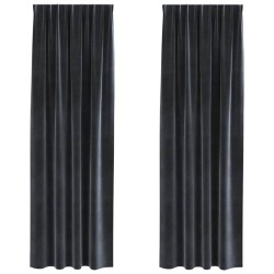 Rideaux occultants 2 pcs Gris foncé 140 x 245 cm Velours 536676536676