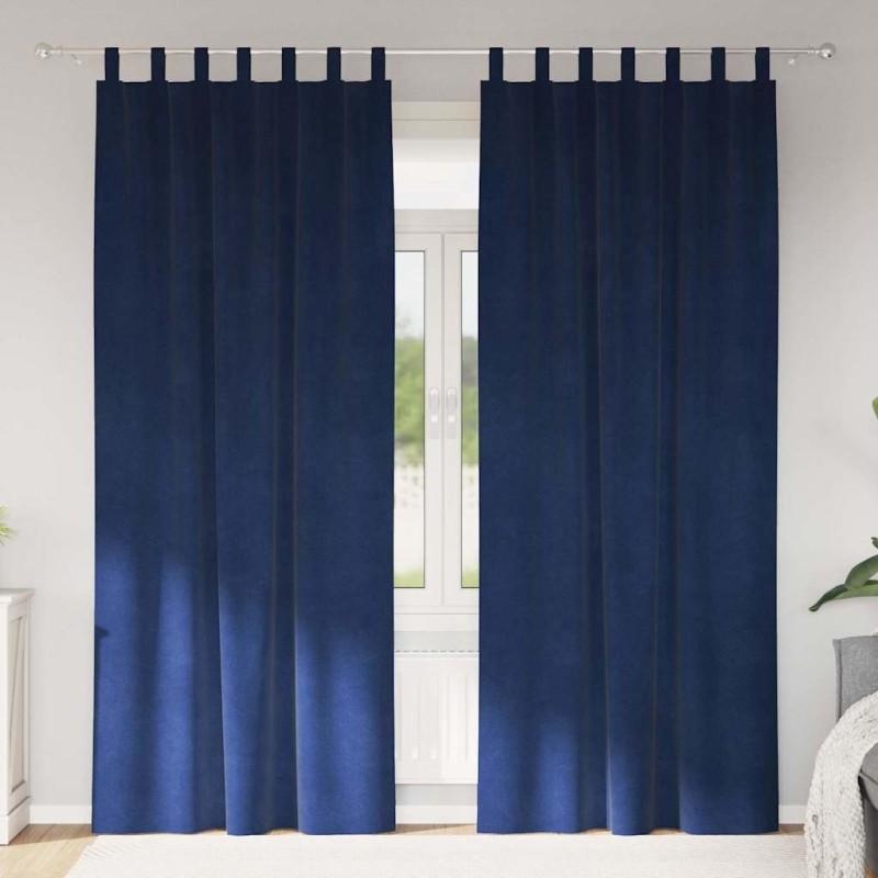 Rideaux occultants 2 pcs Bleu foncé 140 x 245 cm Velours 536677536677