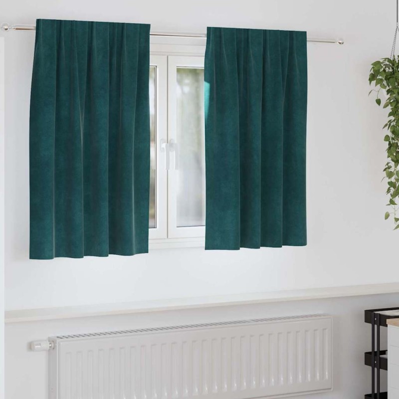 Rideaux occultants 2 pcs Vert foncé 140 x 140 cm Velours 536681536681