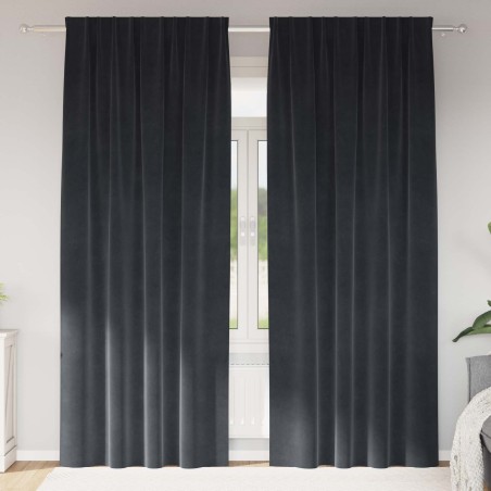 Rideaux occultants 2 pcs Gris foncé 140 x 225 cm Velours 536682536682