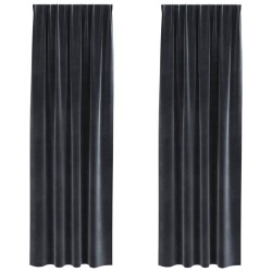 Rideaux occultants 2 pcs Gris foncé 140 x 225 cm Velours 536682536682