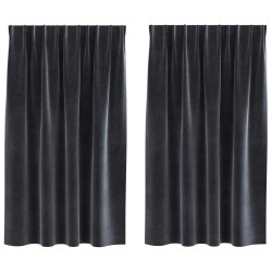 Rideaux occultants 2 pcs Gris foncé 140 x 140 cm Velours 536685536685