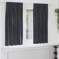 Rideaux occultants 2 pcs Gris foncé 140 x 175 cm Velours 536686536686