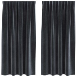 Rideaux occultants 2 pcs Gris foncé 140 x 175 cm Velours 536686536686