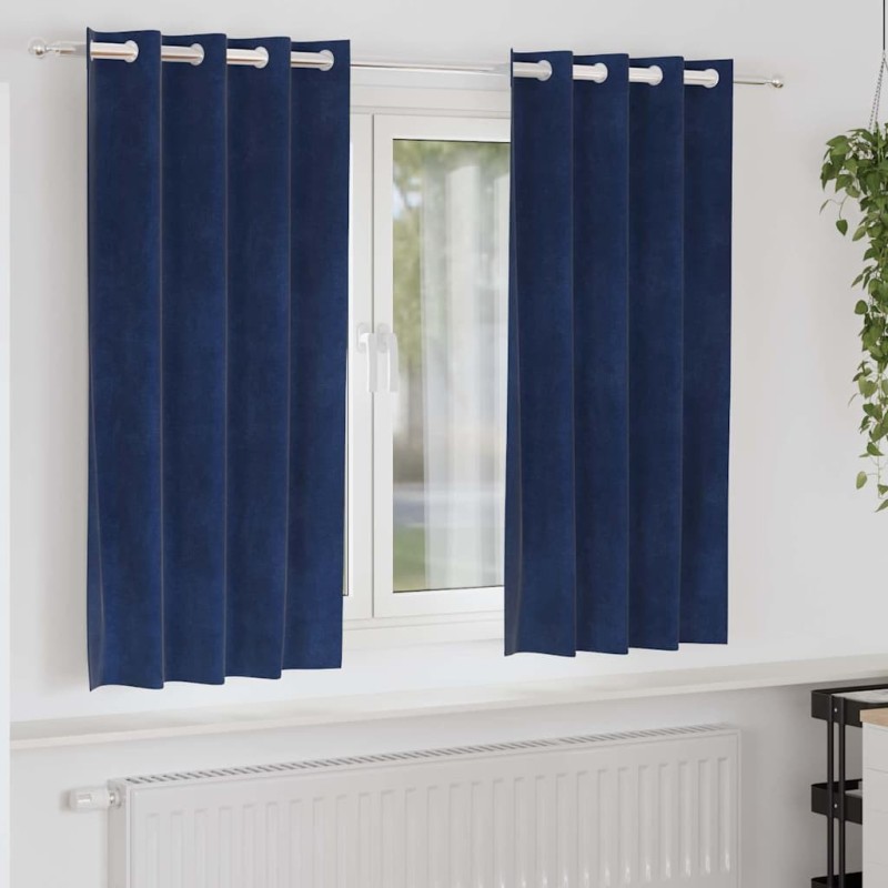 Rideaux occultants 2 pcs Bleu foncé 140 x 175 cm Velours 536689536689