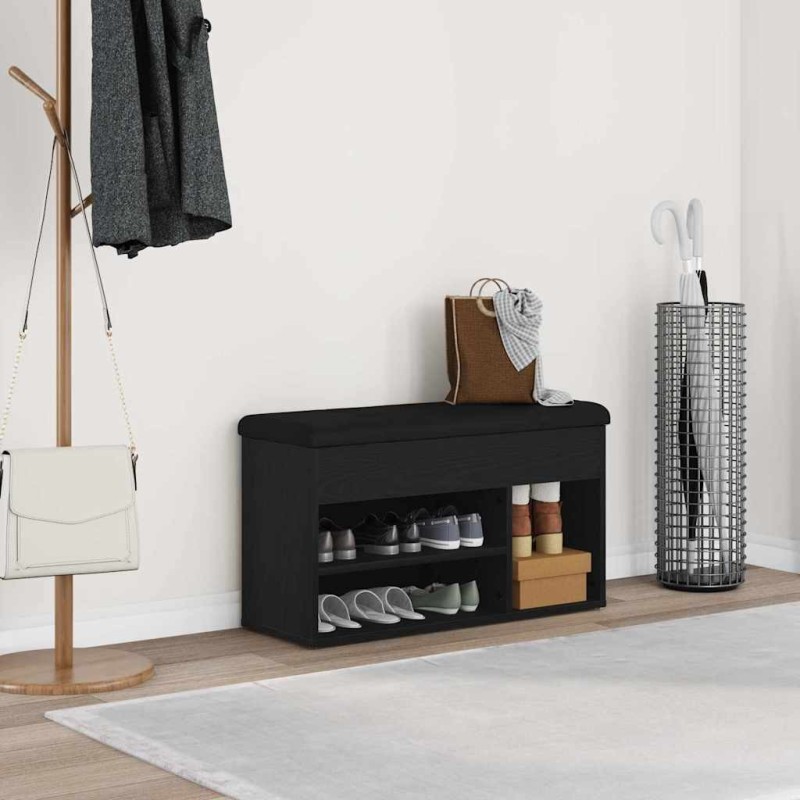Banc à chaussures Noir 80 x 30 x 45 cm Bois d'ingénierie 536690536690