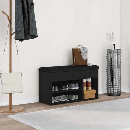 Banc à chaussures Noir 80 x 30 x 45 cm Bois d'ingénierie 536690536690
