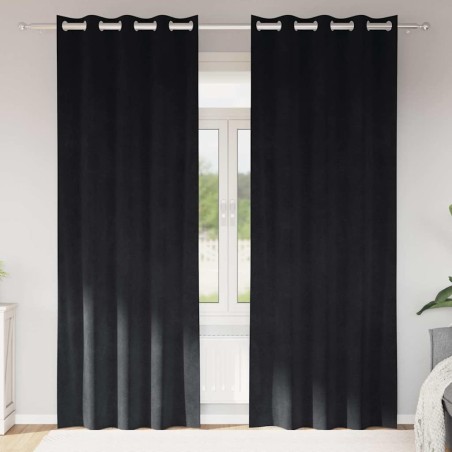 Rideaux occultants 2 pcs Noir 140 x 245 cm Velours 536692536692
