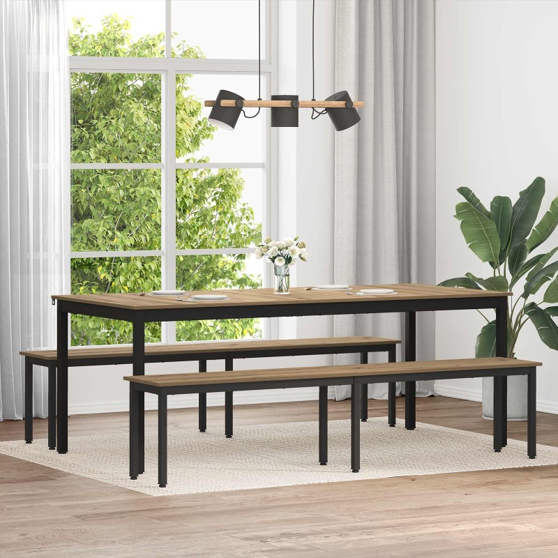 banc Chêne artisan 200 x 35 x 45 cm Bois d'ingénierie 536694536694