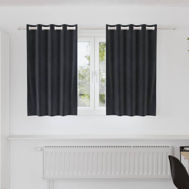 Rideaux occultants 2 pcs Gris foncé 140 x 140 cm Velours 536708536708