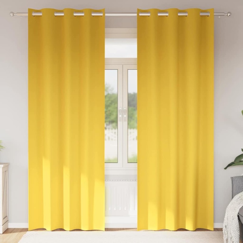Rideaux occultants avec anneaux 2 pcs Jaune moutarde 536713536713