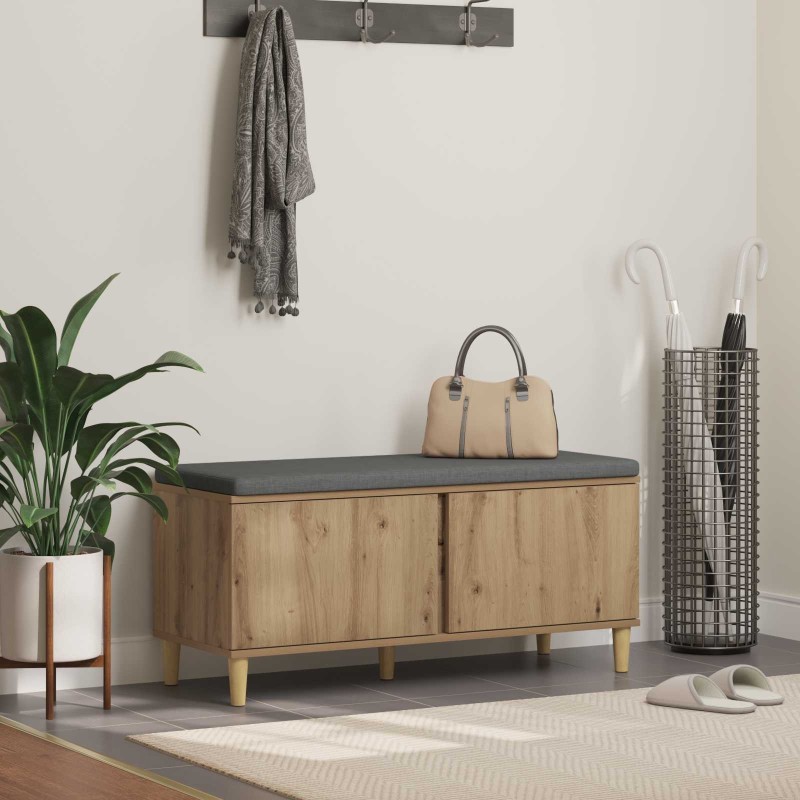 Banc d'entrée avec coussin Chêne Artisanal 100 x 38 x 46 cm 536715536715