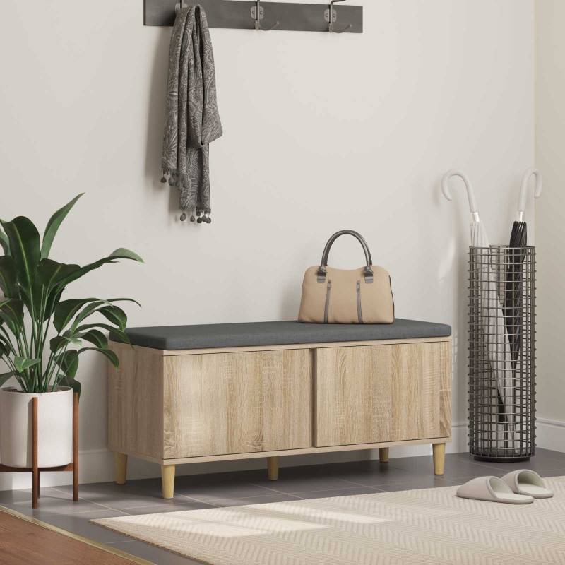 Banc d'entrée avec coussin Chêne Sonoma 100 x 38 x 46 cm 536725536725
