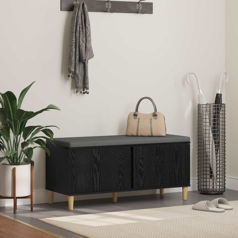 Banc d'entrée avec coussin Chêne Noir 100 x 38 x 46 cm 536726536726