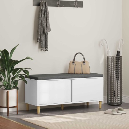 Banc d'entrée Blanc 100 x 38 x 46 cm Bois Ingénierie et Tissu 536727536727