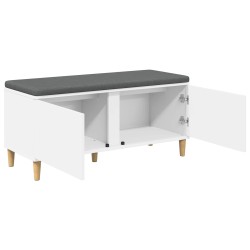 Banc d'entrée Blanc 100 x 38 x 46 cm Bois Ingénierie et Tissu 536727536727
