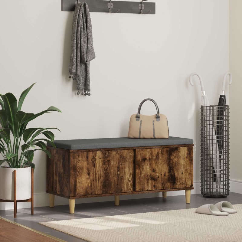 Banc d'entrée avec coussin Chêne Fumé 100 x 38 x 46 cm 536734536734