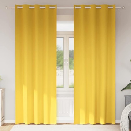 Rideaux occultants avec anneaux 2 pcs Jaune moutarde 536735536735