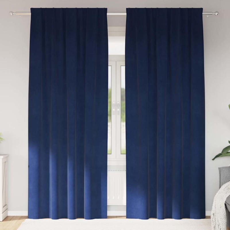 Rideaux occultants 2 pcs Bleu foncé 140 x 245 cm Velours 536736536736